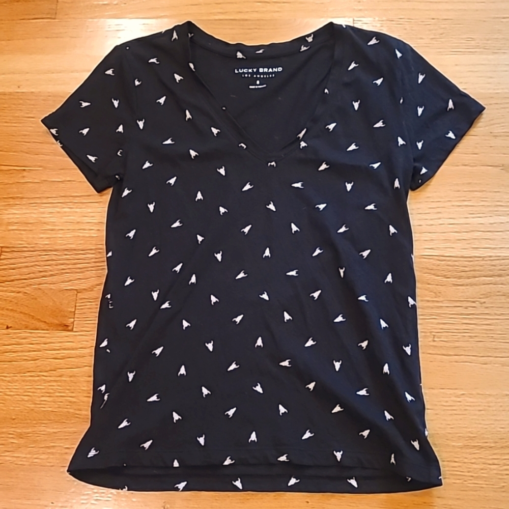 Lucky Brand Steer Skull V-Neck T